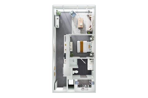 Floor plan for studio, 1 bath, 561 sqft